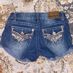 Sound garden blue Jean bling shorts